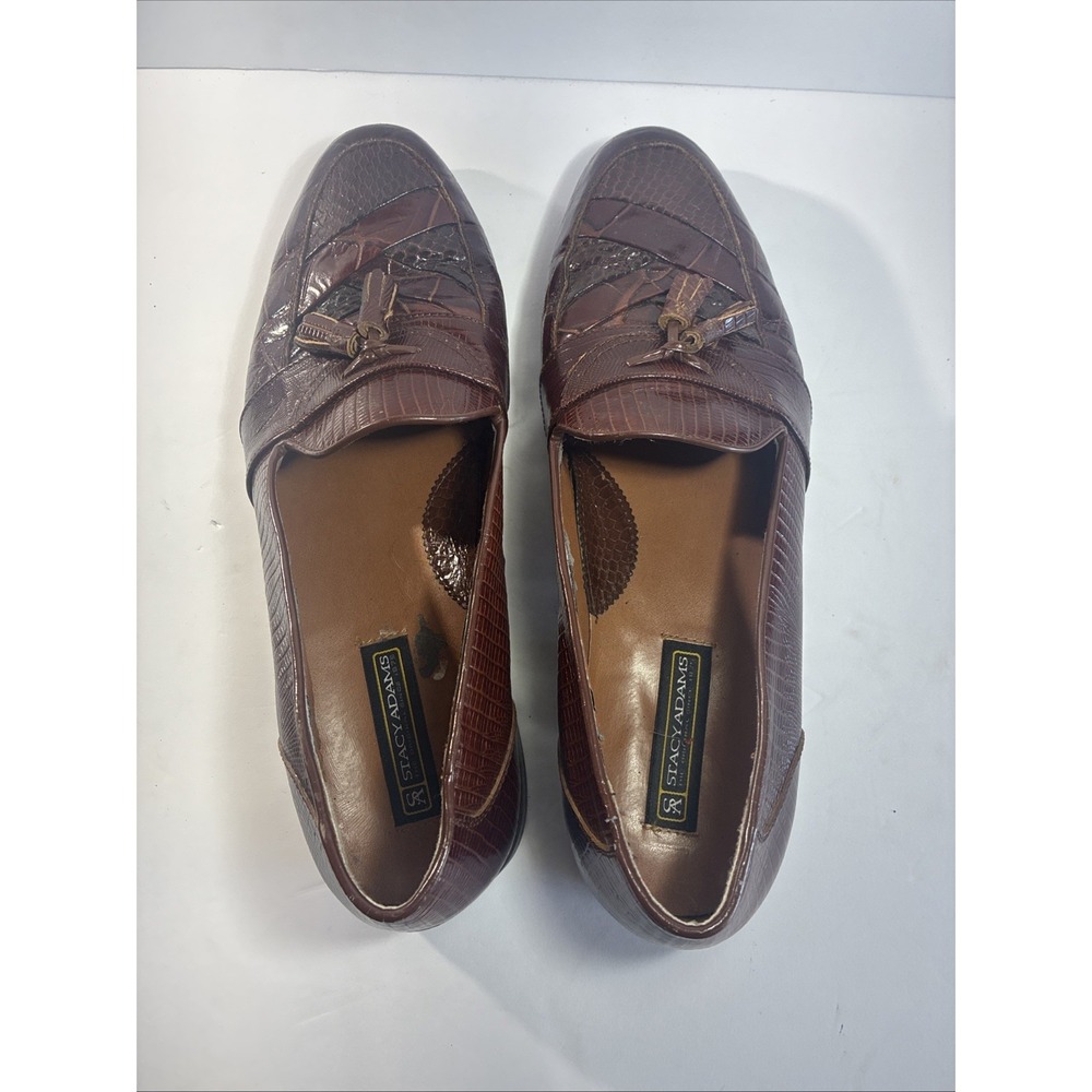 Stacy Adams Genuine Snake Leather Brown Tasseled Loafers Men's Size 14m - Picture 8 of 13